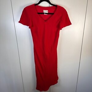 VTG Scarlett Womens 6 Red Dress V-Neck Cocktail Mob Wife Glam Dopamine Statement